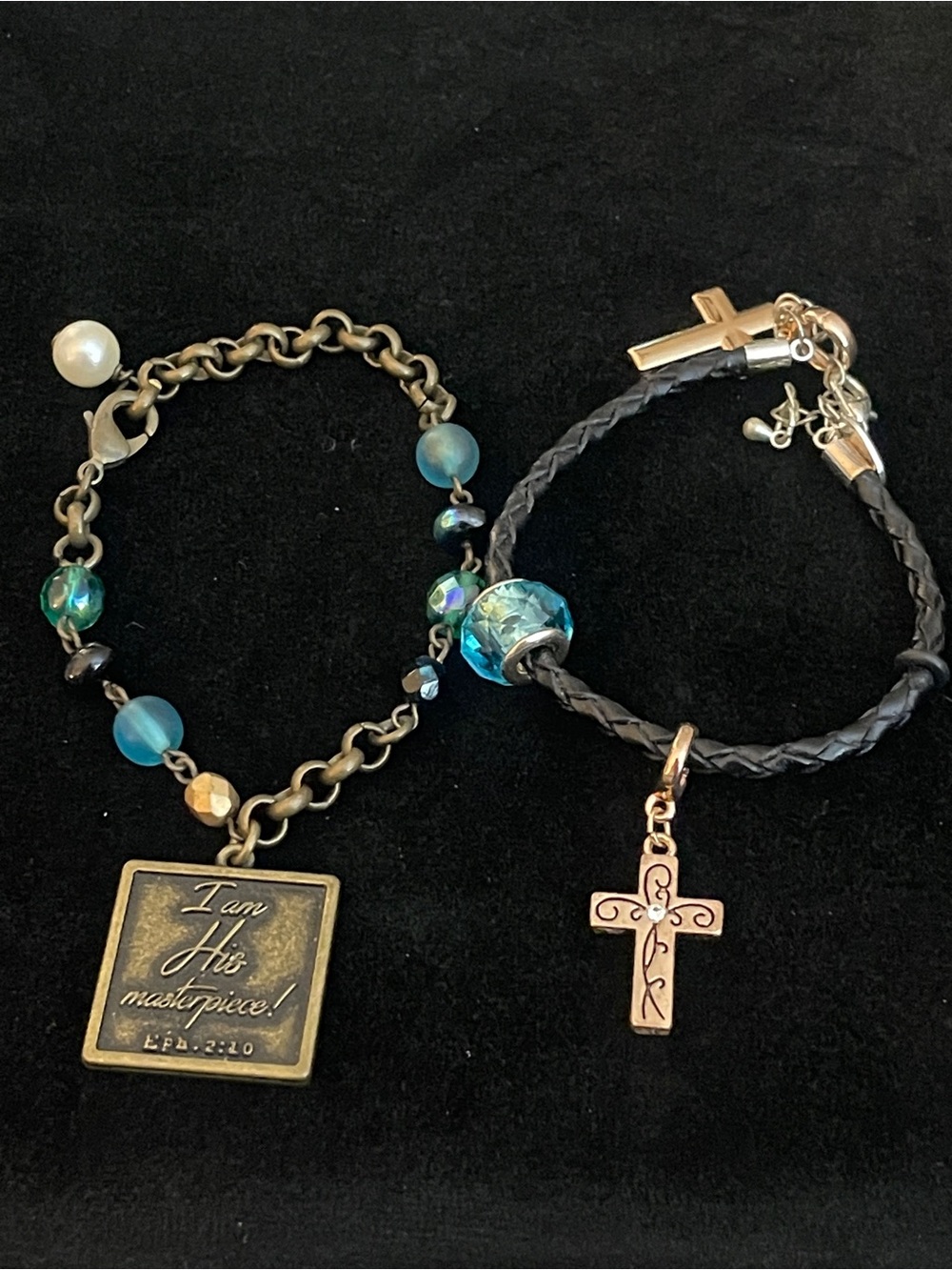Two gorgeous religious bracelets “ I am his masterpiece” on the back “CHOSEN”